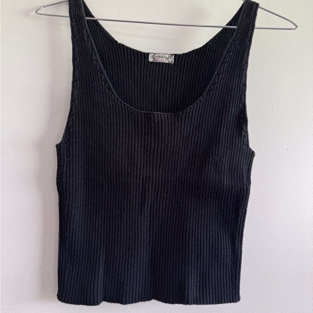Free People Black Ribbed Sweater Fitted Tank Top